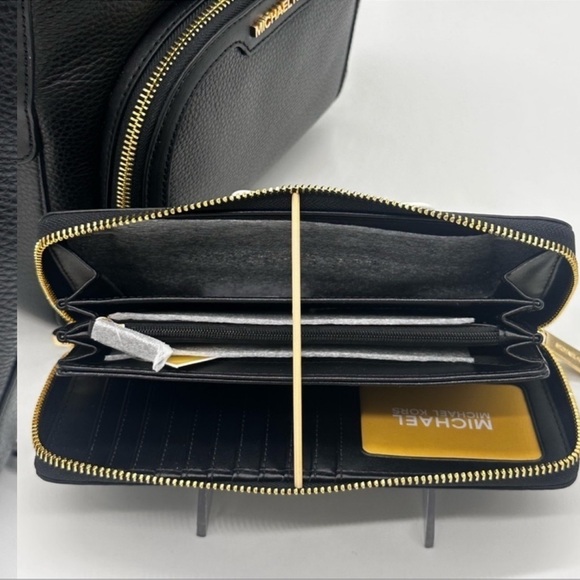 Michael Kors Medium Jaycee Backpack & Continental Wallet Wristlet Black - Picture 10 of 14